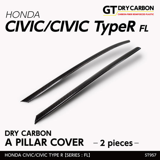 HONDA CIVIC/CIVIC Type R 【Type：FL】Drycarbon A pillar cover 2pcs/st957【for RHD&LHD】