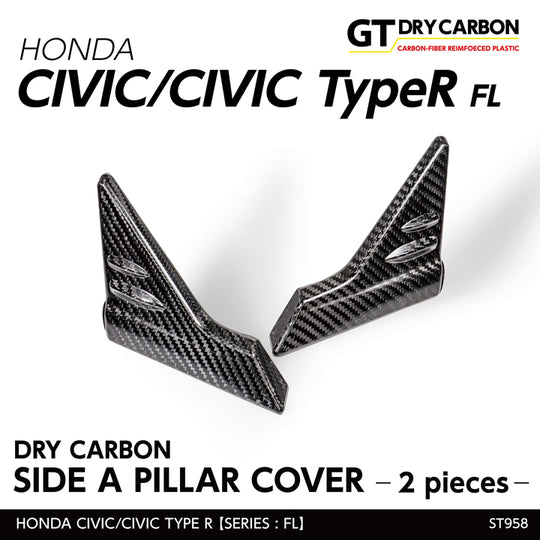 HONDA CIVIC/CIVIC Type R 【Type：FL】Drycarbon Side A-pillar cover 2pcs/st958【for RHD&LHD】