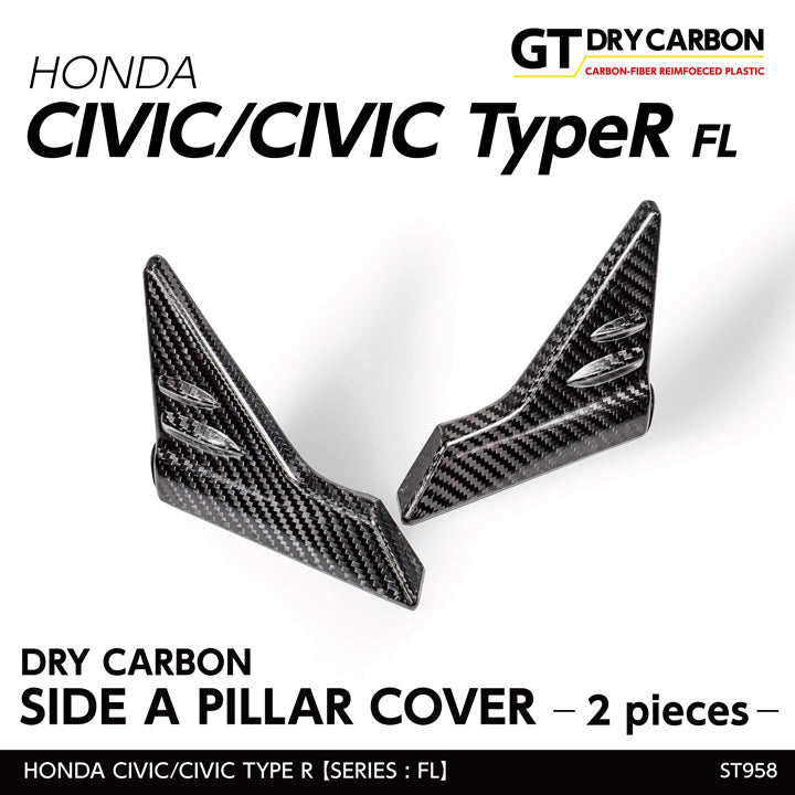 HONDA CIVIC/CIVIC Type R 【Type：FL】Drycarbon Side A-pillar cover 2pcs/st958【for RHD&LHD】